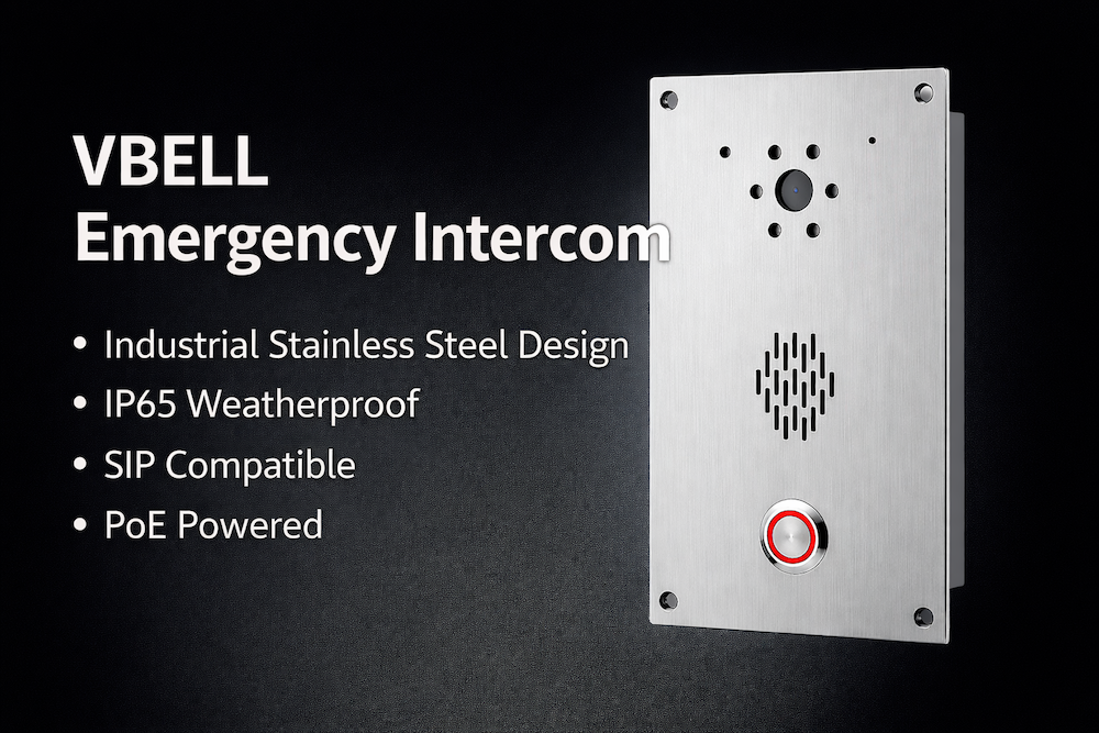 VBell's DP902 Industrial Stainless Steel Design IP65 Weatherproof SIP Compatible PoE Powered